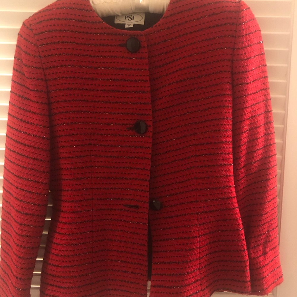 PSI Red Evening Jacket with Black Sequin